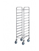 Carrello portavassoi acciaio 18/10 AISI 304, tubo quadro 20x20 mm - ripiano sup. e ringhierina - 10 vassoi GN - cm 45x60x154h