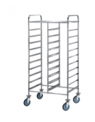 Carrello portavassoi acciaio 18/10 AISI 304, tubo quadro 20x20 mm - ripiano sup. e ringhierina - 20 vassoi GN - cm 80x60x154h