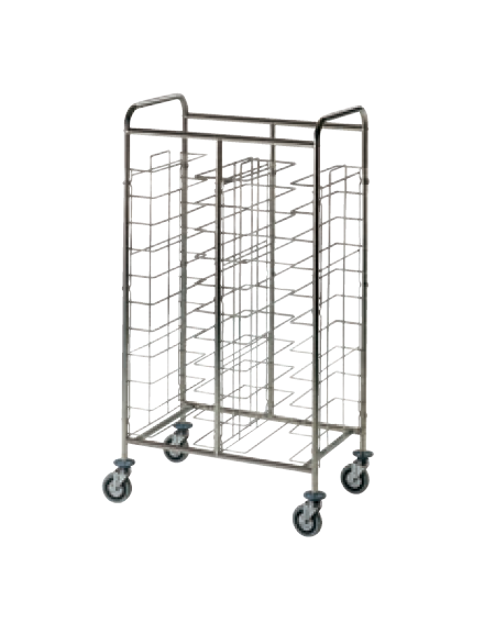 Carrello portavassoi guide universali in acciaio cromato - 33 vassoi - cm 135x60x150h