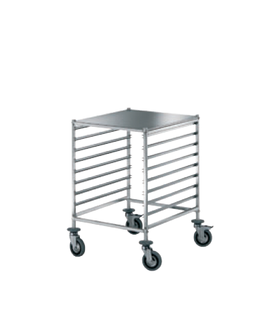 Carrello portateglie  in acciaio 18/10 AISI 304 - guide a "C" - ripiano superiore - 8 teglie GN 2/1 o 16 GN 1/1 - cm 69x60x88h