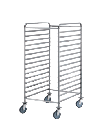 Carrello portateglie  in acciaio 18/10 AISI 304 - guide a "L" - 14 teglie 40x60 - cm 52x67x155h