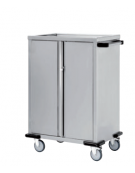 Carrello rifornimento frigobar in acciaio inox 18/10 AISI 304 - 2 ante battenti con chiusura a chiave, 4 piani - cm 80x55x135h