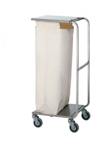 Carrello portabiancheria in acciaio inox 18/10 AISI 304 - 1 sacco in tela - cm 50x50x115h