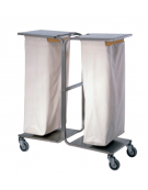 Carrello portabiancheria in acciaio inox 18/10 AISI 304 - 2 sacchi in tela - cm 50x104x115h