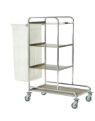 Carrello portabiancheria in acciaio inox 18/10 AISI 304 - 4 ripiani - 1 sacco in tela - cm 90x53x134h