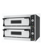 Forno pizza elettrico inox e lamiera verniciata - 4 + 4 pizze (Ø 300 mm) - 2 camere di cottura con dim. mm 660x660x140h x 2