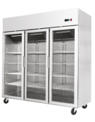 Armadio refrigerato compatto ventilato inox - 3 porte in vetro - 1390 litri - +2°C/+8°C - mm 1800×740×1950h