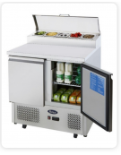 Saladette refrigerata R-600a in acciaio inox, 2 porte, 5xGN1/6 open, + 2° + 8°C - lt 380 - mm 900×700×970h