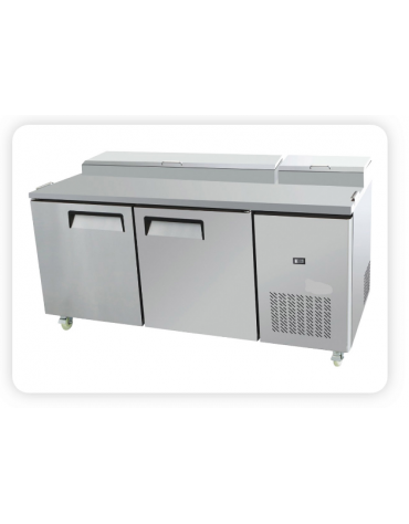 Saladette refrigerata per preparazione cibi e snack in acciaio inox, 2 porte, 9xGN1/3, +1+ 8°C - lt 566 - mm 1702×895×1035h