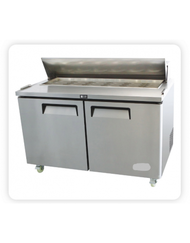 Saladette refrigerata per preparazione sandwich in acciaio inox, 2 porte, 12xGN1/6, +1+ 8°C - lt 340 - mm 1225×762.7×1109.2h