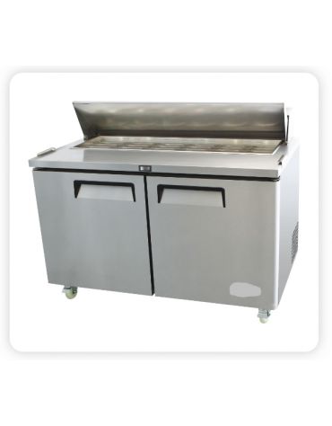 Saladette refrigerata per preparazione sandwich in acciaio inox, 2 porte, 16xGN1/6, +1+ 8°C - lt 515 - mm 1530×762.7×1109.2h