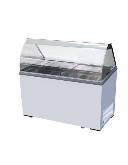 Vetrina per gelato statica - 7 vaschette inox  - capacità 381 Lt. - temp. -13° - 23°C - mm 1305x635x1240h