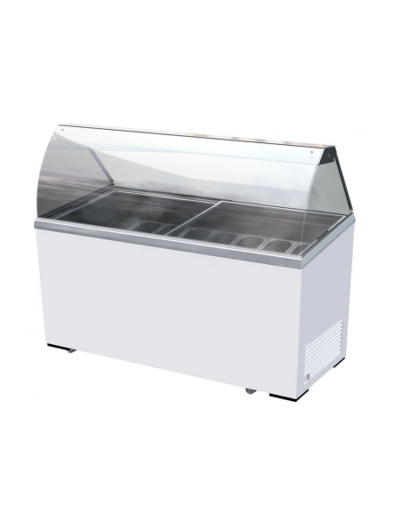 Vetrina per gelato statica - 8 vaschette inox  - capacità 467 Lt. - temp. -13° - 23°C - mm 1555x635x1240h