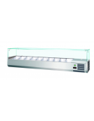 Vetrina refrigerata statica in acciaio inox e vetro - bacinelle GN1/3 -  mm 1800x395x435h