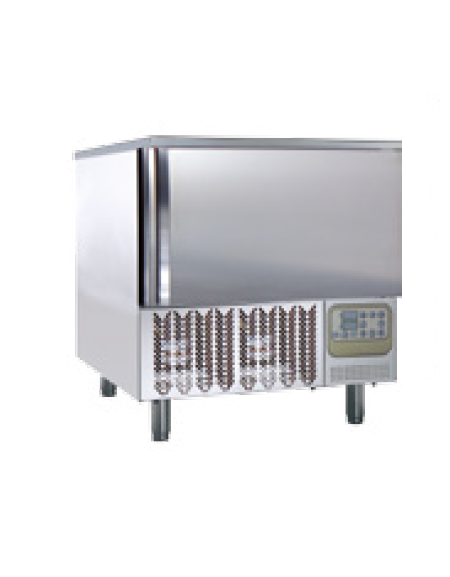 Abbattitore in acciaio inox Aisi 304 - 5 teglie GN 1/1, 60x40 - Temp. 70°C/-18°C - mm 800x800x850h