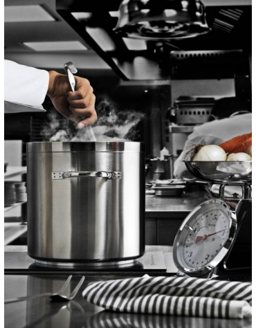 Pentola in acciaio inox con fondo termodiffusore sandwich a tre strati -  Ø cm 24 -  h cm 24 - Litri 10