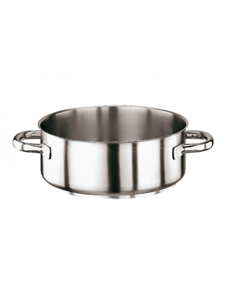 Casseruola bassa inox 2 maniglie tubolari con fondo termodiffusore sandwich a tre strati -  Ø cm 16 -  h cm 6,5 - Litri 1,3