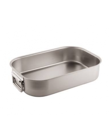 Tegame rettangolare in acciaio inox, 2 maniglie  - dimensioni cm 35x25x8h