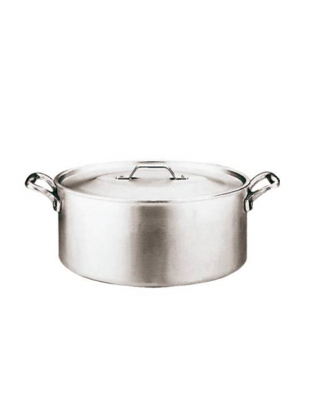 Casseruola ovale con coperchio in alluminio pesante, 2 maniglie tubolari inox 18/10 -  Ø cm 36 -  h cm 14,5 - Litri 10