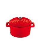 Casseruola in ghisa con manicatura ghisa e inox - colore rosso - Ø cm 10 -  Litri 0,35 - 1 pozione di 1,5 Kg.