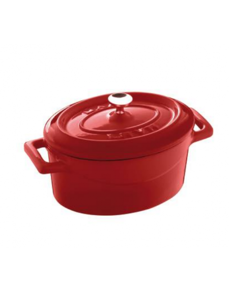 Casseruola in ghisa con manicatura ghisa e inox - colore rosso - Ø cm 10 -  Litri 0,35 - 1 pozione di 1,5 Kg.