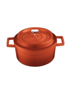 Casseruola in ghisa con manicatura ghisa e inox - colore rosso - Ø cm 10 -  Litri 0,35 - 1 pozione di 1,5 Kg.