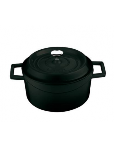 Casseruola alta in ghisa con 2 maniglie - colore nero - Ø cm 24 - 4,5 Litri - 4-5 pozioni di 5,76 Kg.