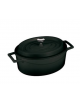 Casseruola ovale in ghisa con 2 maniglie - colore nero - Ø cm 25 - 3,3 Litri - 4 pozioni di 5,44 Kg.