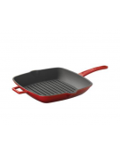 Padella grill in ghisa con manicatura tubolare inox - Ø cm 22 - 0,8 Litri - 1-2 pozioni di 1,40 Kg.