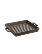 Padella grill in ghisa con manicatura tubolare inox - Ø cm 22 - 0,8 Litri - 1-2 pozioni di 1,40 Kg.