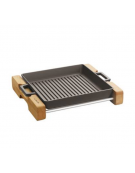 Padella grill in ghisa con manicatura tubolare inox - Ø cm 22 - 0,8 Litri - 1-2 pozioni di 1,40 Kg.