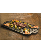 Padella grill in ghisa con manicatura tubolare inox - Ø cm 22 - 0,8 Litri - 1-2 pozioni di 1,40 Kg.