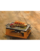 Padella grill in ghisa con manicatura tubolare inox - Ø cm 22 - 0,8 Litri - 1-2 pozioni di 1,40 Kg.