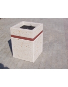 Ceneriera Quadrata in cemento - COLORE BIANCO TRAVERTINO - CM 50X50X70H