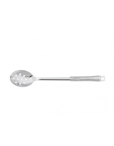 Cucchiaio forato in acciaio inox 18/10 con manicatura in acciaio inox - lunghezza cm 34,5