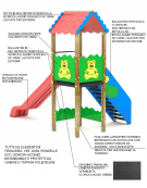 Torre con scivolo in polietilene rotazionale e tetto - cm 261x380x360h