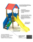 Mini torre con scivolo in polietilene rotazionale e tetto - cm 200x311x300h