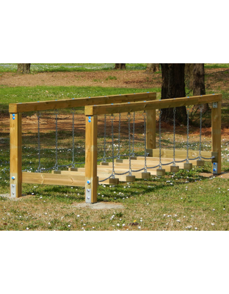 Passerella in legno per parco giochi bambini con camminamento con travetti e  catene e passamano in legno - Jolly - Giochi bambin