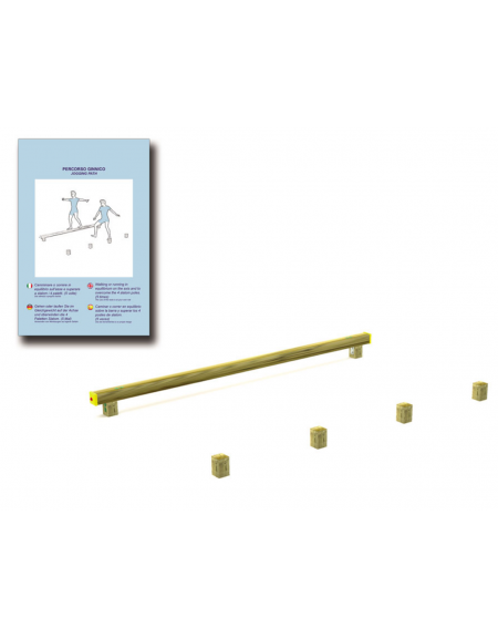 Attrezzatura di equilibrio e slalom con pali in legno lamellare e calotta in plastica - cm 305x170x22h