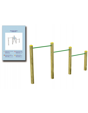 Barre per trazioni per esercizi  ginnici con pali in legno lamellare e calotta in plastica - cm 310x10x162hh