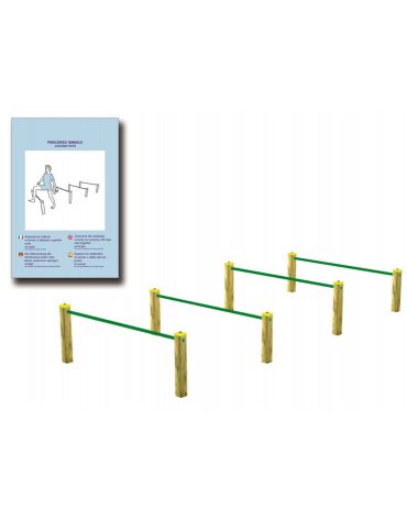 Attrezzo ad ostacoli per esercizi  ginnici con pali in legno lamellare e calotta in plastica - cm 460x192x72h