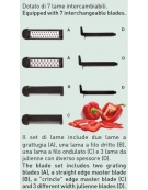 Mandolino in acciaio inox con 7 lame intercambiabili - cm 39x12,5x5,50h - kg. 1,70