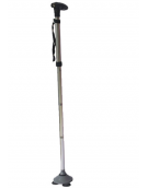 Bastone in alluminio Trusty Cane, colore argento, pieghevole, 3 piedini antiscivolo, altezza reg. cm 85/97