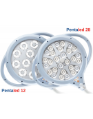 Lampada PENTALED a 28 riflettori ellittici - su carrello + batteria, luce fredda 120.000 Lux