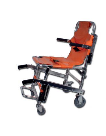 Barella a sedia in alluminio leggero con telo in nylon arancione impermeabile, portata: 150 kg