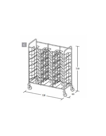 Carrello portavassoi - Portata 30 vassoi UNI