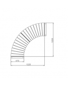 Panchina Amburgo circolare in acciaio e legno con finitura acciaio zincato e verniciato - cm 122x470x450h