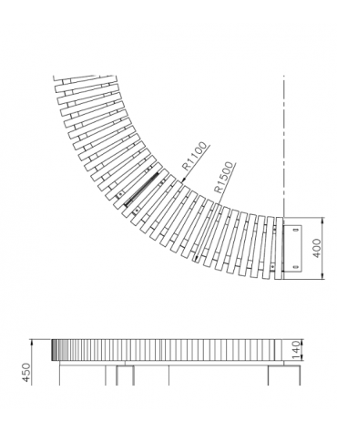 Panchina circolare Porto in legno e acciaio zincato e verniciato nelle varie colorazioni RAL - cm 150x45h