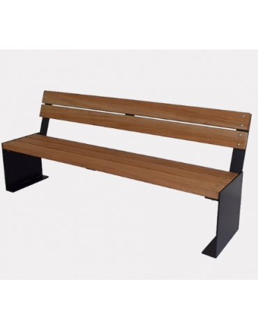 Panchina con schienale Amburgo, con seduta in legno di pino e struttura in acciaio zincata e verniciata - cm 180x51,9x81,3h