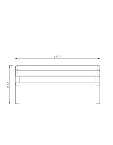 Panchina con schienale Amburgo, con seduta in legno di pino e struttura in acciaio zincata e verniciata - cm 180x51,9x81,3h